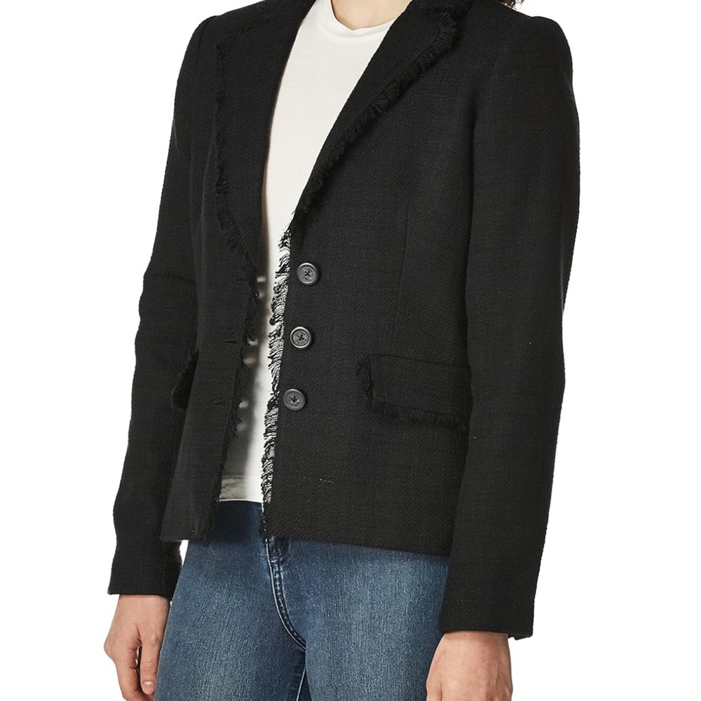 Karl Lagerfeld Paris womens Tweed Button Up Jacket Blazer
